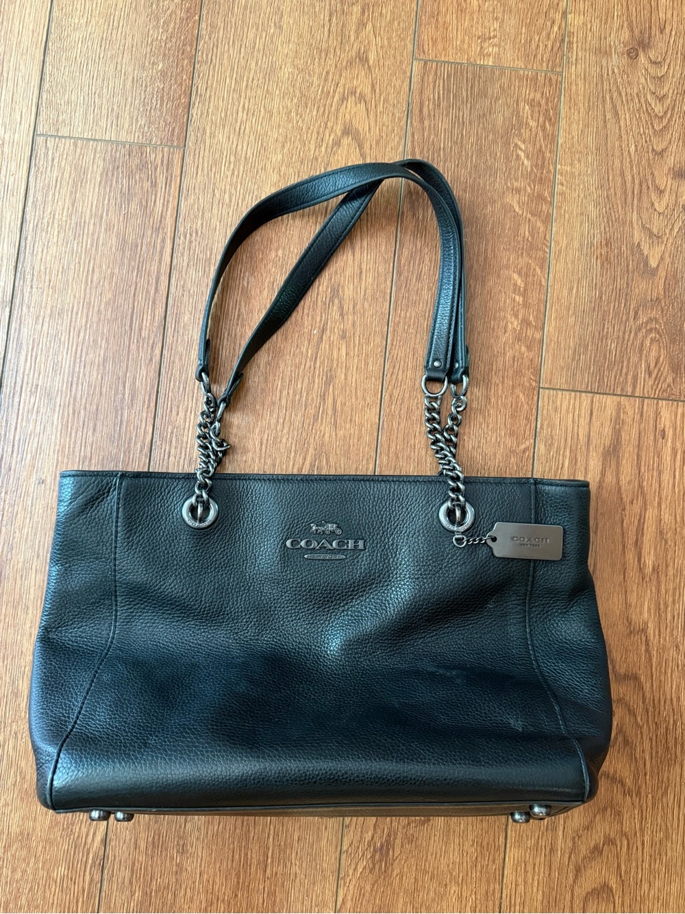 COACH Women’s Cammie Leather Chain Tote Refined Pebble Leather